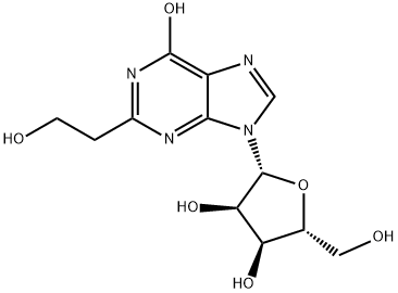 2-[2-하이드록시에틸]-9-[베타-d-리보푸라노실]하이포잔틴 구조식 이미지