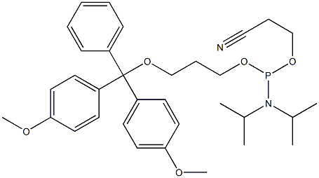 3-(4,4'-디메톡시트리틸)프로판디올-1-N,N-디이소프로필(베타-시아노에틸)인산염 구조식 이미지