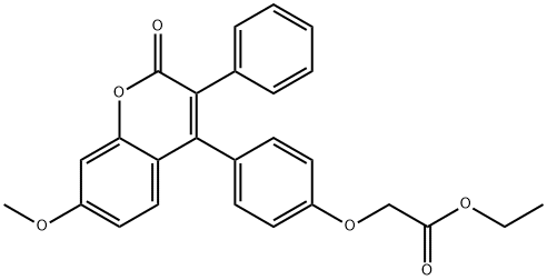 Ethyl (4-(7-methoxy-2-oxo-3-phenyl-2H-1-benzopyran-4-yl)phenoxy)acetat e 구조식 이미지