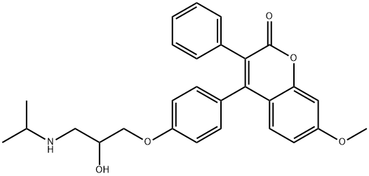 4-[4-[2-hydroxy-3-(propan-2-ylamino)propoxy]phenyl]-7-methoxy-3-phenyl -chromen-2-one Structure