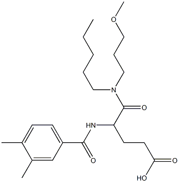 (+-)-4-((3,4-Dimethylbenzoyl)amino)-5-((3-methoxypropyl)pentylamino)-5 -oxopentanoic acid 구조식 이미지