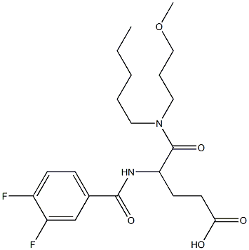 (+-)-4-((3,4-Difluorobenzoyl)amino)-5-((3-methoxypropyl)pentylamino)-5 -oxopentanoic acid 구조식 이미지