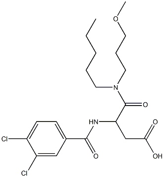 (+-)-3-((3,4-Dichlorobenzoyl)amino)-4-((3-methoxypropyl)pentylamino)-4 -oxobutanoic acid Structure