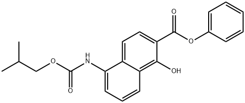 1-Hydroxy-5-(isobutoxycarbonylamino)-2-naphthoic acid phenyl ester Structure