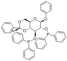 (-)-PHENYL-4,6-O-(R)-BENZYLIDENE-2,3-O-BIS-(DIPHENYLPHOSPHINO)-BETA-D-글루코피라노사이드 구조식 이미지