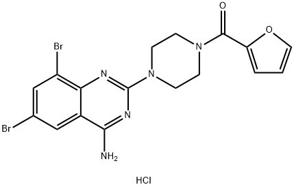 1-(4-Amino-6,8-dibromo-2-quinazolinyl)-4-(2-furanylcarbonyl)piperazine  hydrochloride 구조식 이미지