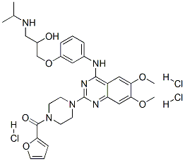 2-furyl-[4-[4-[[3-[2-hydroxy-3-(propan-2-ylamino)propoxy]phenyl]amino] -6,7-dimethoxy-quinazolin-2-yl]piperazin-1-yl]methanone trihydrochlori de 구조식 이미지