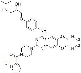 2-furyl-[4-[4-[[4-[2-hydroxy-3-(propan-2-ylamino)propoxy]phenyl]amino] -6,7-dimethoxy-quinazolin-2-yl]piperazin-1-yl]methanone trihydrochlori de 구조식 이미지