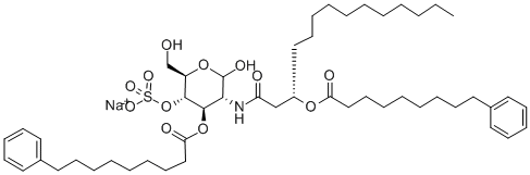 2-Deoxy-3-O-(9-phenylnonanoyl)-2-[3(S)-(9-phenylnonanoyloxy)tetradecanamido]-4-O-sulfo-D-glucopyranose Structure
