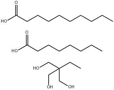 데칸산, 에스테르(2-에틸-2-(히드록시메틸)-1,3-프로판디올 옥탄산염 함유) 구조식 이미지