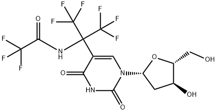 5-(2-트리플루오로아세틸아미노헥사플루오로프로프-2-일)-2'-데옥시우리딘 구조식 이미지