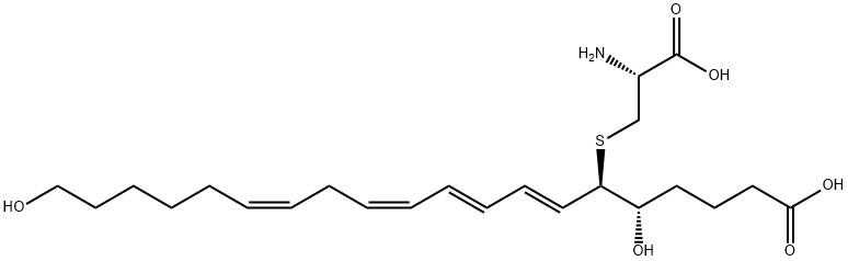 (5S,6R)-6-[(2R)-2-amino-2-carboxy-ethyl]sulfanyl-5,20-dihydroxy-icosa-7,9,11,14-tetraenoic acid 구조식 이미지