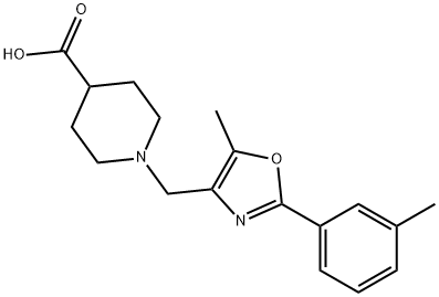 1-{[5-methyl-2-(3-methylphenyl)-1,3-oxazol-4-yl]methyl}piperidine-4-carboxylic acid 구조식 이미지