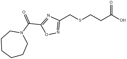 3-({[5-(azepan-1-ylcarbonyl)-1,2,4-oxadiazol-3-yl]methyl}thio)propanoic acid Structure