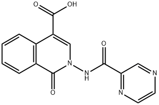 1-oxo-2-[(pyrazin-2-ylcarbonyl)amino]-1,2-dihydroisoquinoline-4-carboxylic acid 구조식 이미지