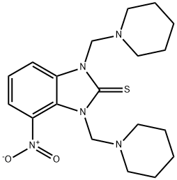 2H-Benzimidazole-2-thione, 1,3-dihydro-1,3-bis(1-piperidinylmethyl)-4-nitro- 구조식 이미지