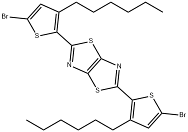 Thiazolo[5,4-d]thiazole, 2,5-bis(5-broMo-3-hexyl-2-thienyl)- Structure