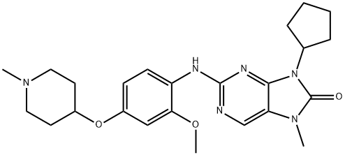 9-Cyclopentyl-2-[[2-methoxy-4-[(1-methylpiperidin-4-yl)oxy]-phenyl]amino]-7-methyl-7,9-dihydro-8H-purin-8-one Structure