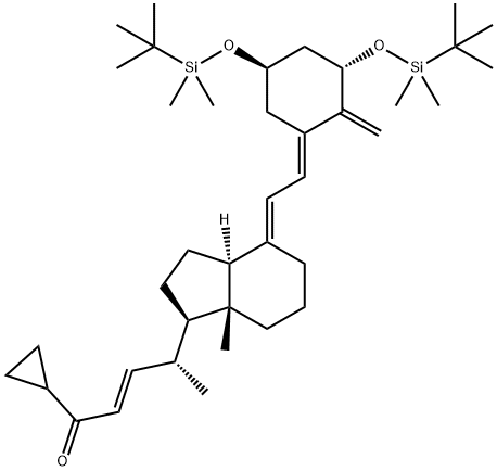 (2E,4R)-4-[(1R,3aS,4E,7aR)-4-[(2E)-2-[(3S,5R)-3,5-Bis[[(tert-butyl)dimethylsilyl]oxy]-2-methylenecyclohexylidene]ethylidene]octahydro-7a-methyl-1H-inden-1-yl]-1-cyclopropyl-2-penten-1-one 구조식 이미지