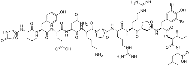 PGLU-LEU-TYR-GLU-ASN-LYS-PRO-ARG-ARG-PRO-3,5-DIBROMO-TYR-ILE-LEU Structure