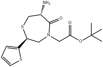 tert-Butyl (2S,6R)-6-amino-5-oxo-2-(2-thienyl)perhydro-1,4-thiazepine-4-acetate 구조식 이미지