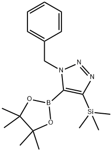 1-Benzyl-5-(4,4,5,5-tetramethyl-1,3,2-dioxaborolan-2-yl)-4-(trimethylsilyl)-1H-1,2,3-triazole 구조식 이미지