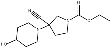 Ethyl 3-cyano-3-(4-hydroxypiperidin-1-yl)pyrrolidine-1-carboxylate 구조식 이미지