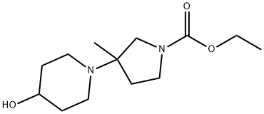 Ethyl 3-(4-hydroxypiperidin-1-yl)-3-methylpyrrolidine-1-carboxylate 구조식 이미지