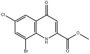 메틸8-브로모-6-클로로-4-히드록시퀴놀린-2-카르복실레이트 구조식 이미지