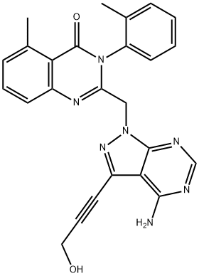 2-((4-aMino-3-(3-hydroxyprop-1-ynyl)-1H-pyrazolo[3,4-d]pyriMidin-1-yl)Methyl)-5-Methyl-3-o-tolylquinazolin-4(3H)-one Structure