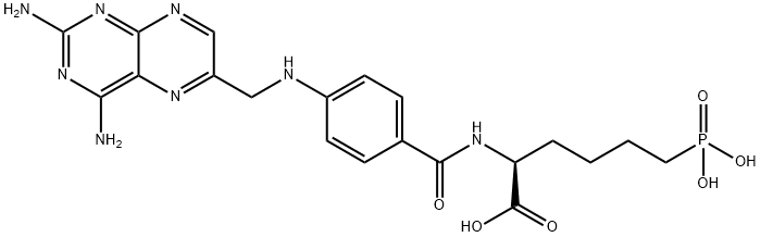2-[[4-[(2,4-diaminopteridin-6-yl)methylamino]benzoyl]amino]-6-phosphon o-hexanoic acid Structure
