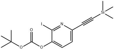 tert-Butyl 2-iodo-6-((trimethylsilyl)ethynyl)-pyridin-3-yl carbonate 구조식 이미지
