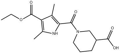 1-{[4-(ethoxycarbonyl)-3,5-dimethyl-1H-pyrrol-2-yl]carbonyl}piperidine-3-carboxylic acid Structure
