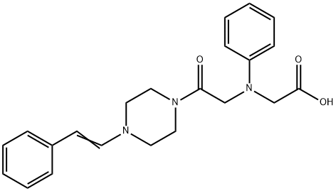 [(2-oxo-2-{4-[(E)-2-phenylvinyl]piperazin-1-yl}ethyl)(phenyl)amino]acetic acid 구조식 이미지
