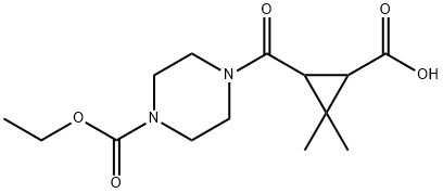 3-{[4-(ethoxycarbonyl)piperazin-1-yl]carbonyl}-2,2-dimethylcyclopropanecarboxylic acid 구조식 이미지