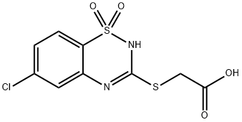 [[(6-Chloro-2H-1,2,4-benzothiadiazine 1,1-dioxide)-3-yl]thio]acetic acid 구조식 이미지