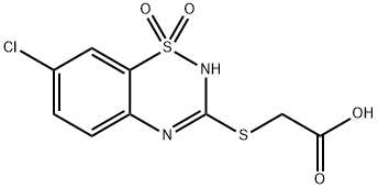 [[(7-Chloro-2H-1,2,4-benzothiadiazine 1,1-dioxide)-3-yl]thio]acetic acid 구조식 이미지