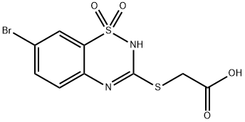 [[(7-Bromo-2H-1,2,4-benzothiadiazine 1,1-dioxide)-3-yl]thio]acetic acid Structure