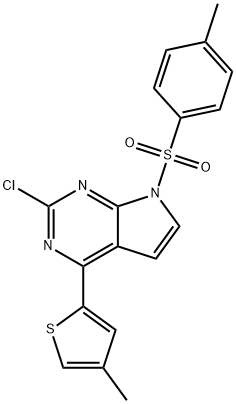 7H-Pyrrolo[2,3-d]pyriMidine, 2-chloro-7-[(4-Methylphenyl)sulfonyl]-4-(4-Methyl-2-thienyl)- Structure