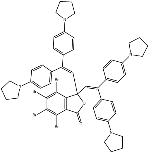 3,3-Bis[2,2-bis[4-(1-pyrrolidinyl)phenyl]vinyl]-4,5,6,7-tetrabromophthalide 구조식 이미지