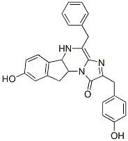 1H-Imidazo[1,2-a]indeno[1,2-e]pyrazin-1-one,  5,5a,10,10a-tetrahydro-8-hydroxy-2-[(4-hydroxyphenyl)methyl]-4-(phenylmethyl)- 구조식 이미지
