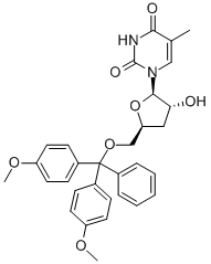 3'-DEOXY-5'-O-(DIMETHOXYTRITYL)-5-METHYLURIDINE Structure