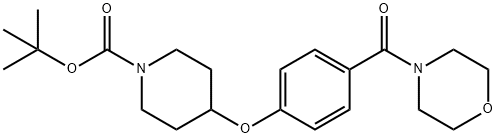 4-[4-(Morpholine-4-carbonyl)-phenoxy]-piperidine-1-carboxylic acid tert-butyl ester, 98+% C21H30N2O5, MW: 390.48 Structure