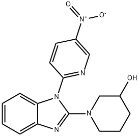 1-[1-(5-Nitro-pyridin-2-yl)-1H-benzoiMidazol-2-yl]-piperidin-3-ol, 98+% C17H17N5O3, MW: 339.36 구조식 이미지