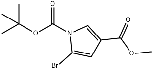 1-tert-Butyl 3-methyl 5-bromo-1H-pyrrole-1,3-dicarboxylate, Methyl 5-bromo-1-(tert-butoxycarbonyl)-1H-pyrrole-3-carboxylate 구조식 이미지