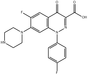 1-(4-fluorophenyl)-6-fluoro-1,4-dihydro-4-oxo-7-(1-piperazinyl)cinnoline-3-carboxylic acid 구조식 이미지