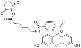 FLUORESCEIN-5(6)-CARBOXAMIDOCAPROIC ACID N-SUCCINIMIDYL ESTER Structure