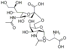 3-O-(2-acetamido-6-O-(N-acetylneuraminyl)-2-deoxygalactosyl)serine Structure