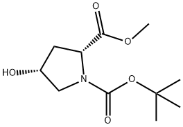 (2R,4R)-1-tert-Butyl 2-methyl 4-hydroxypyrrolidine-1,2-dicarboxylate  Structure
