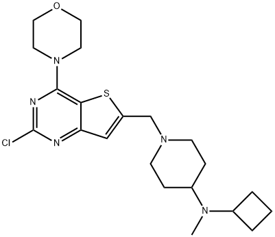 1-((2-Chloro-4-Morpholinothieno[3,2-d]pyriMidin-6-yl)Methyl)-N-cyclobutyl-N-Methylpiperidin-4-aMine 구조식 이미지